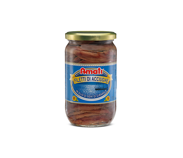 Amati anchovy fillets in veg oil 600g